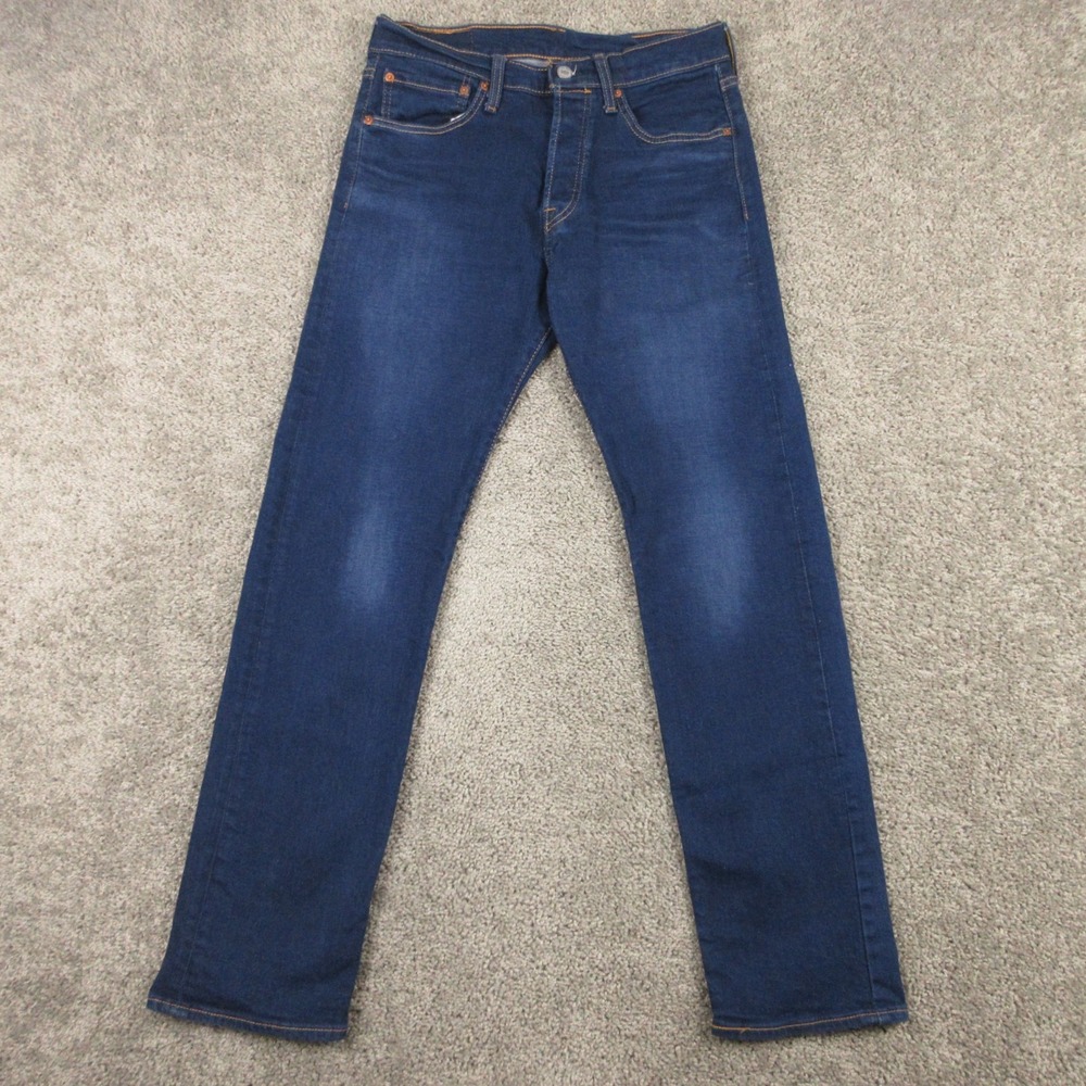 Levis Jeans Mens 31x32 Blue 501 Button Fly Original Straight Faded Denim Pants